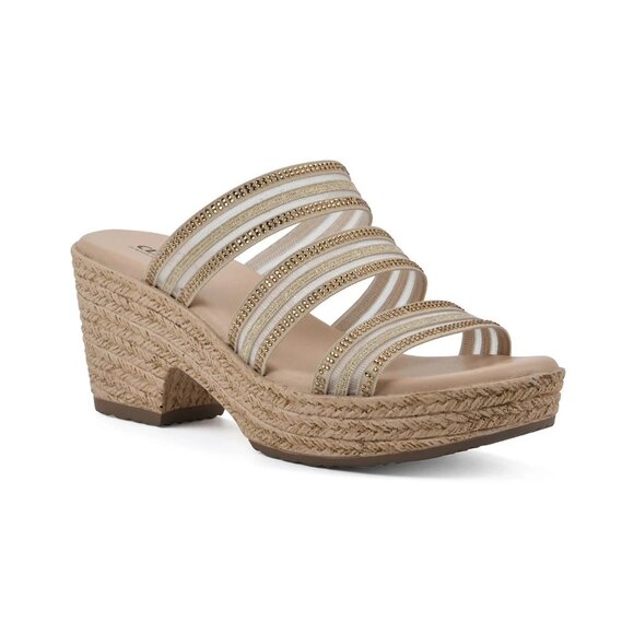 Cliffs by White Mountain Womens Bianna Cork Wedge Sandals Tan 7.5 MSRP $65 - Picture 1 of 4
